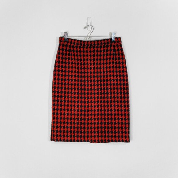 Vintage | Black and Red Woven Pencil Skirt - Picture 1 of 2